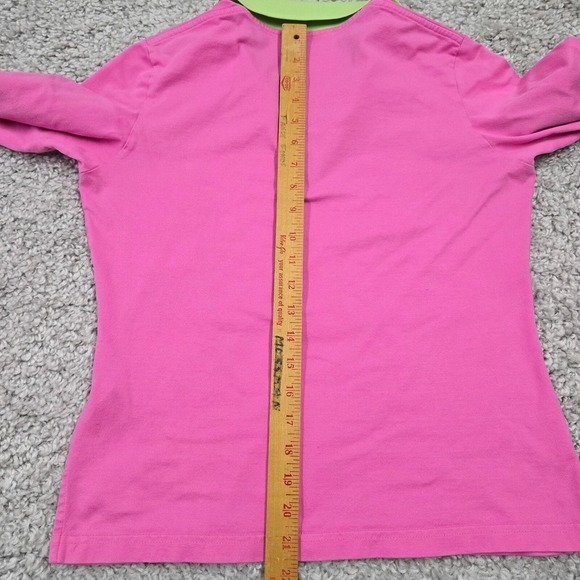 Vintage Lilly Pulitzer Polo Shirt Small Pink Green Slim Y2K Retro Beach Resort - Picture 7 of 9